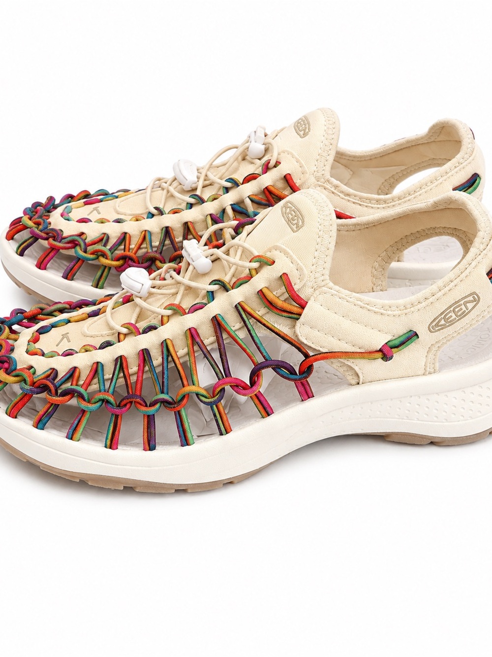Keen Uneek Women’s Sandals Birch/Rainbow Bungee Cord- Size 10W Like New - Picture 7 of 7